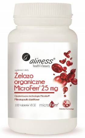 ALINESS Żelazo organiczne 25 mg x 100 tabl. VEGE